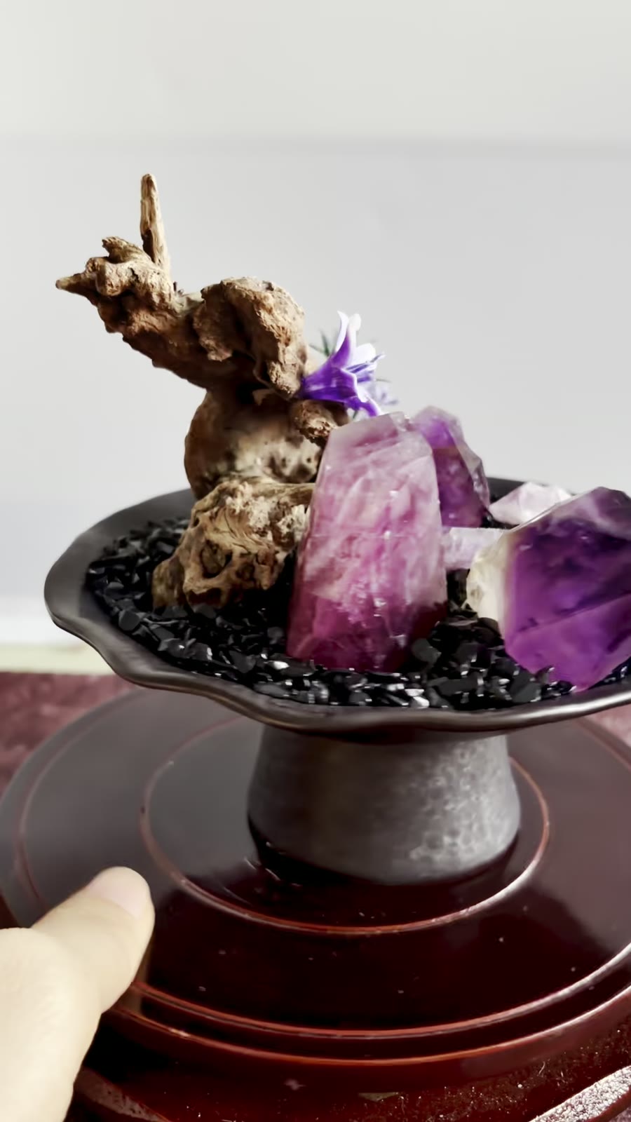 Amethyst Kristal Lotus Bowl Micro Landscape