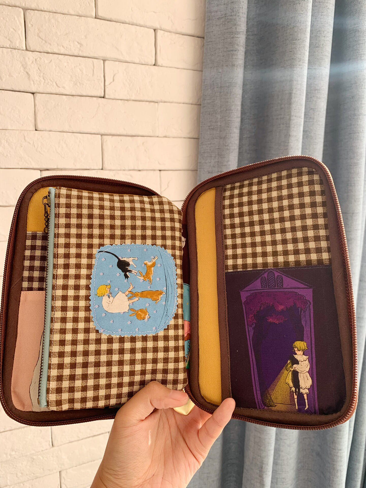 Zippered Oxford Fabric Case with Mermaid Illustration