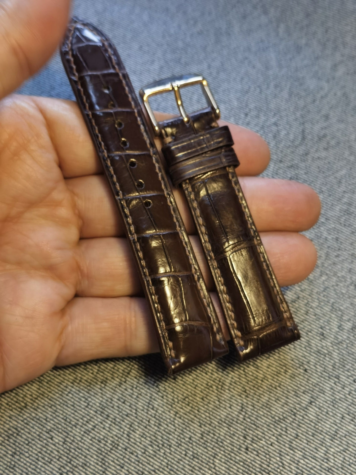 Brown Crocodile Leather Watch Strap 20mm