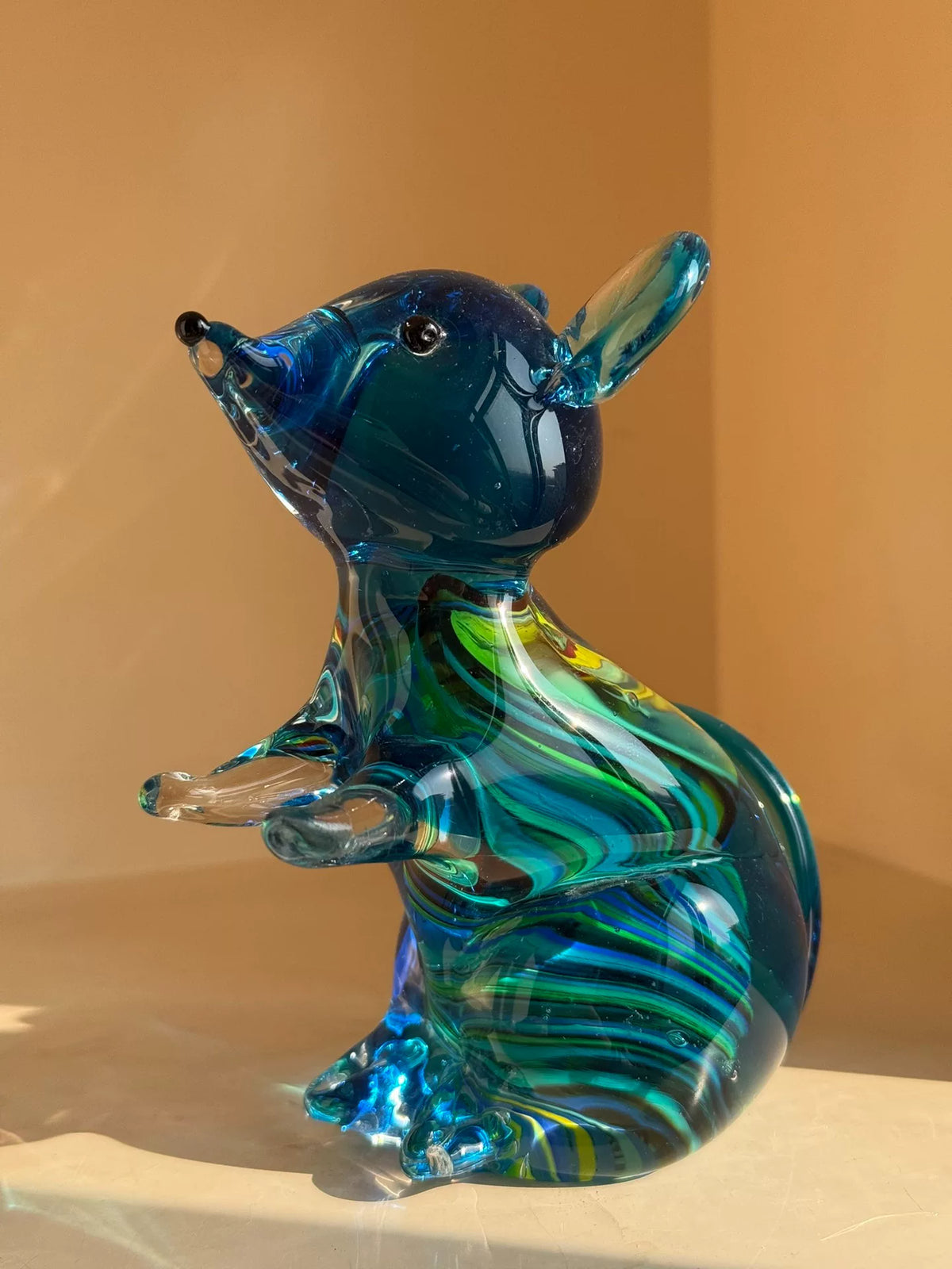 Figurinhas de Vidro Azul Vintage: Peixe, Bola, Rato e Pera