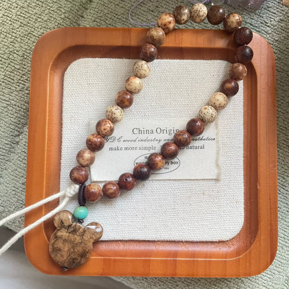 Sunset Gradient Star Moon Bodhi Seed Beaded Strand