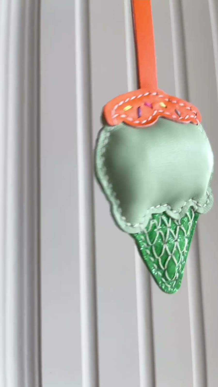 Mint Green Leather Ice Cream Cone Charm