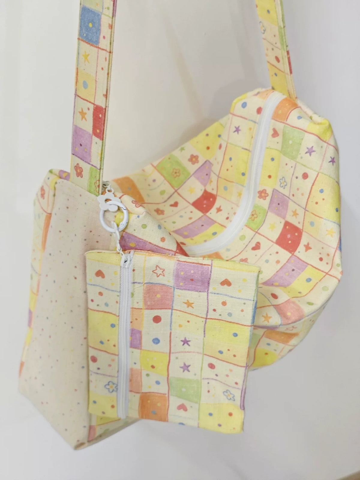 Colorful Patchwork Soft Multi Compartment Shoulder Bag