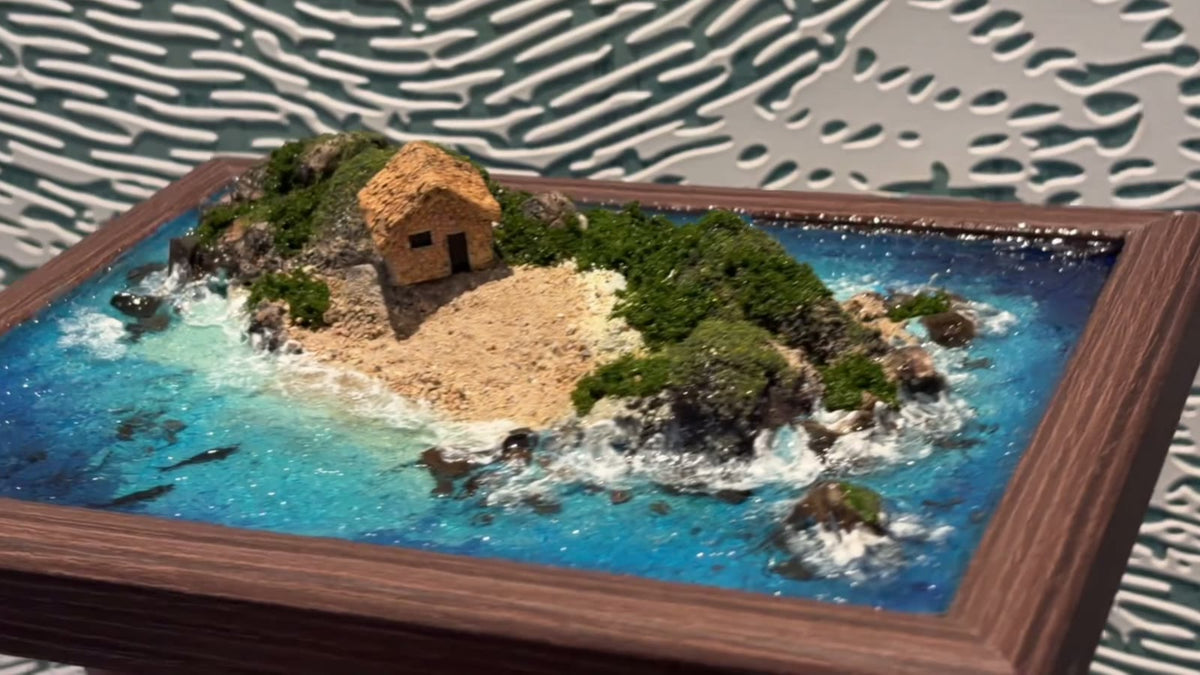 Handcrafted Miniature Island Diorama Wooden Frame