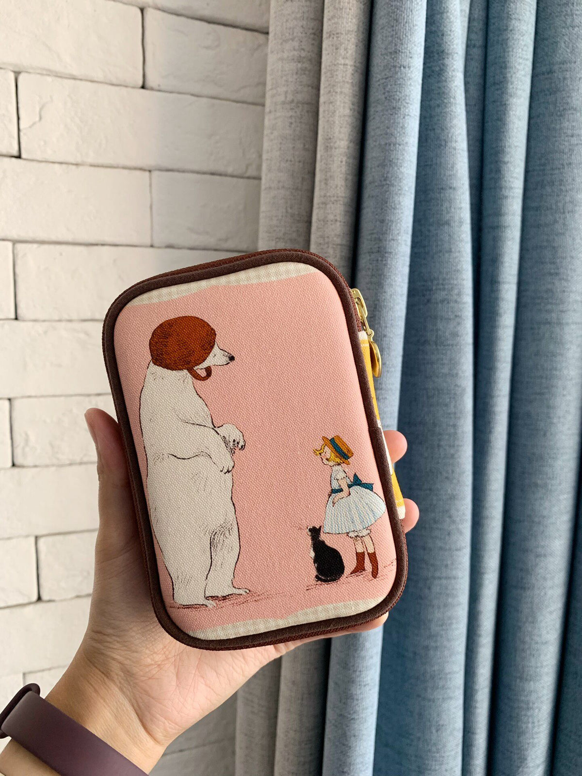 Oxford Cloth Zippered Pouch with Illustrations