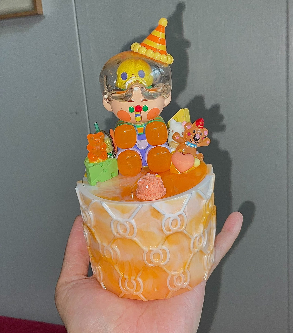 Orange Resin Diorama Storage Jar
