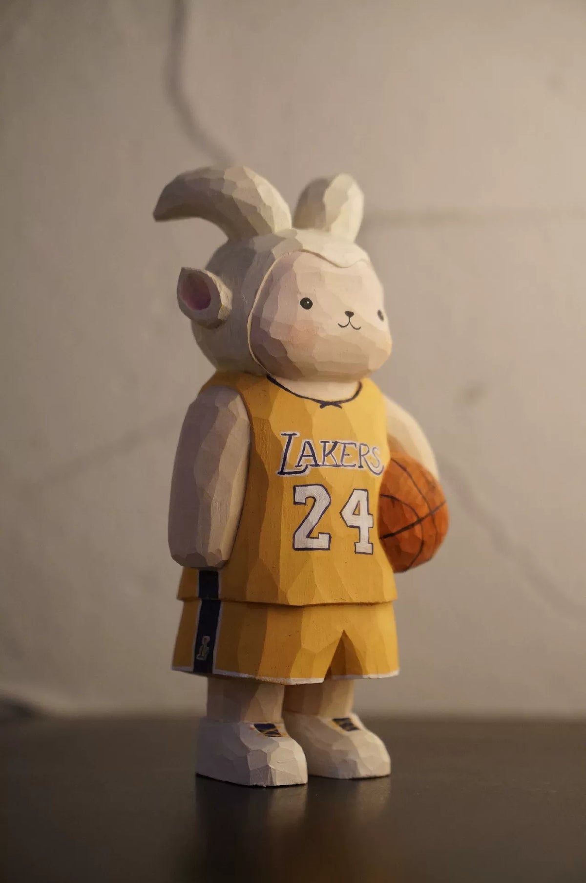Hand Carved Wooden Basketball Lamb Figurine