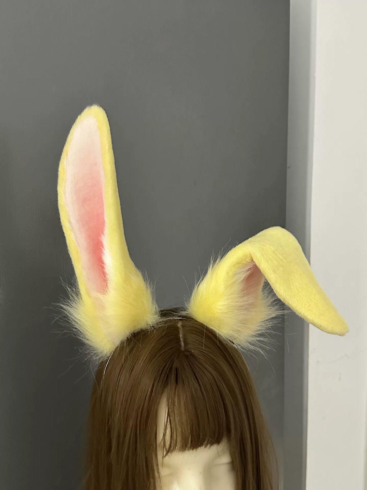 左右不揃い うさ耳 ヘッドバンド フェイクファー