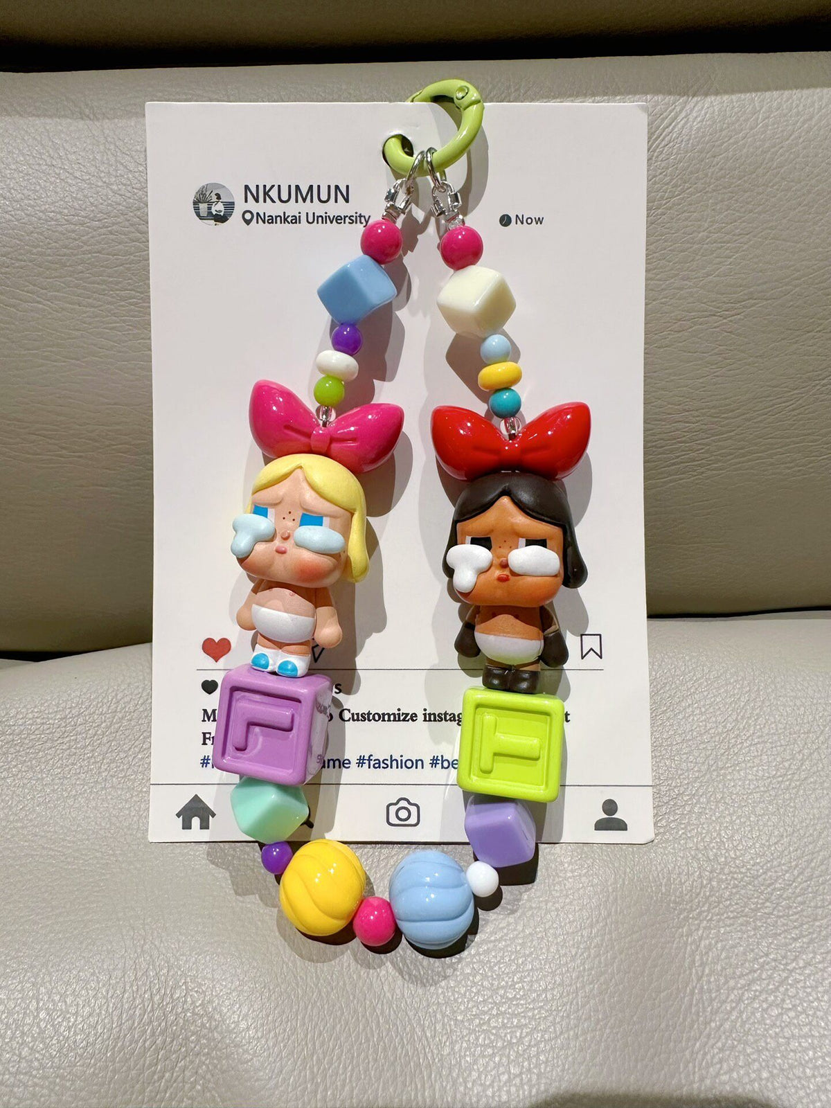 Crying Doll Phone Chain Keychain Multicolor Beads