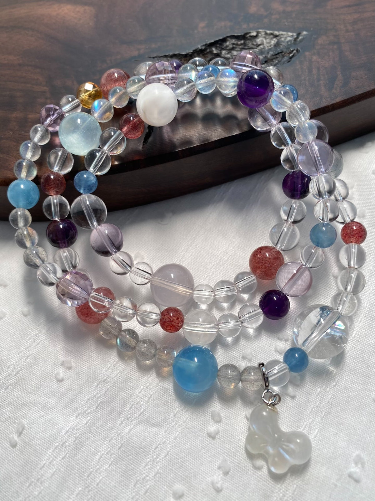 Crystal Multi Gemstone Bracelet Labradorite Aquamarine