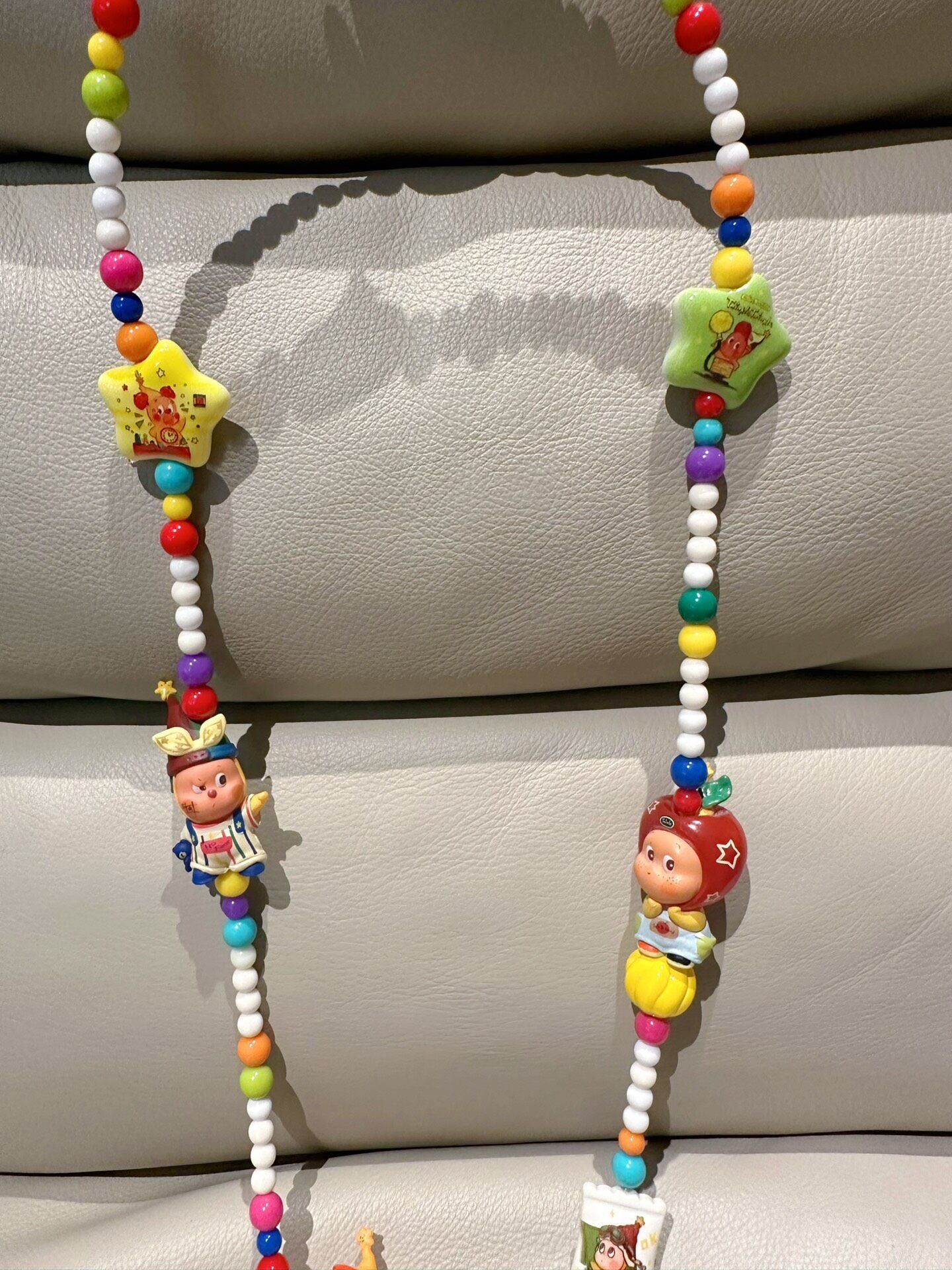 Beaded Phone Strap and Bag Chain with Cartoon Charms and Star Pendants