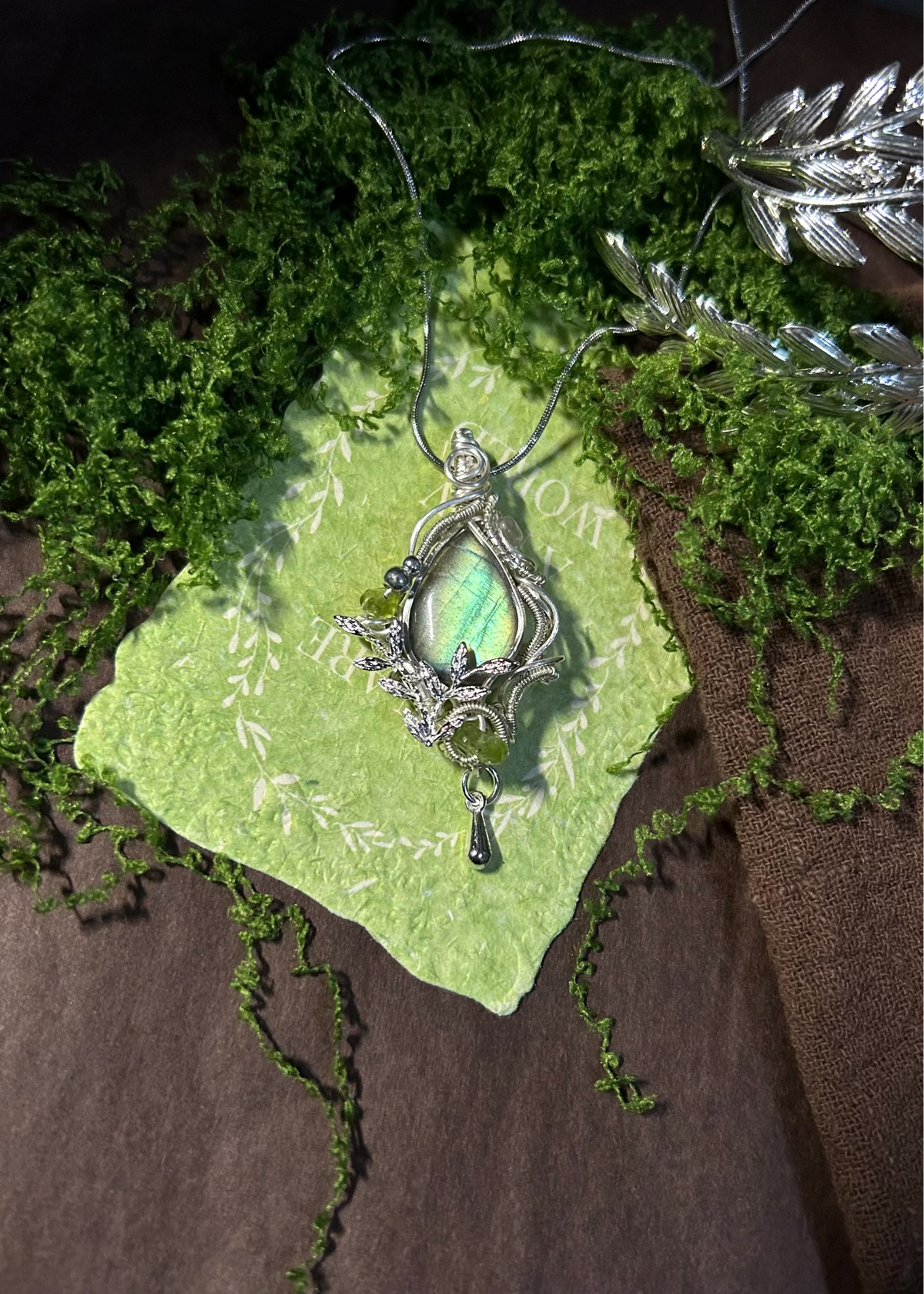 Wire Wrapped Labradorite Teardrop Pendant