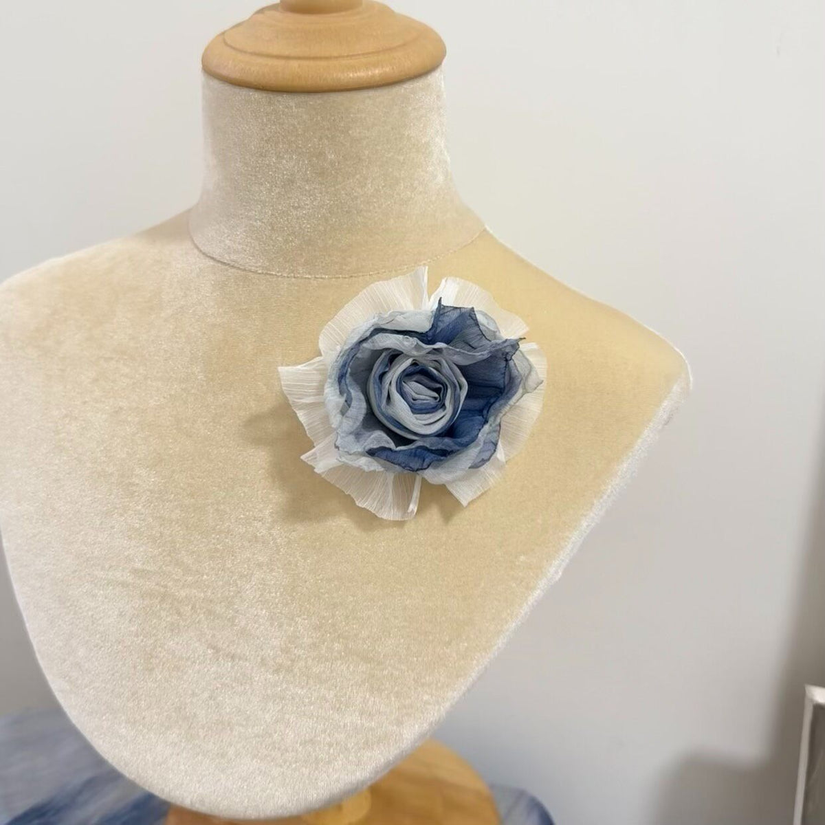 Ink Wash Blue Rose Ribbon Brooch