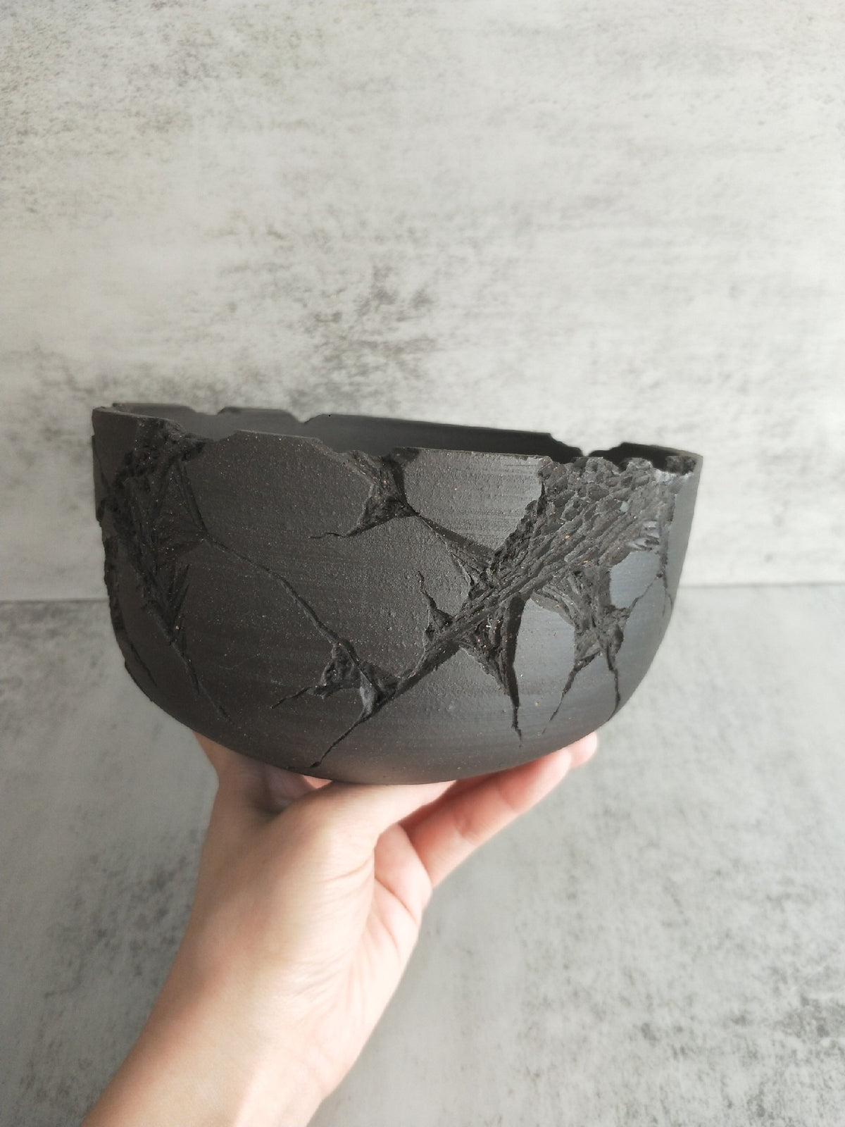 Handcrafted Charcoal Gray Ceramic Bowl