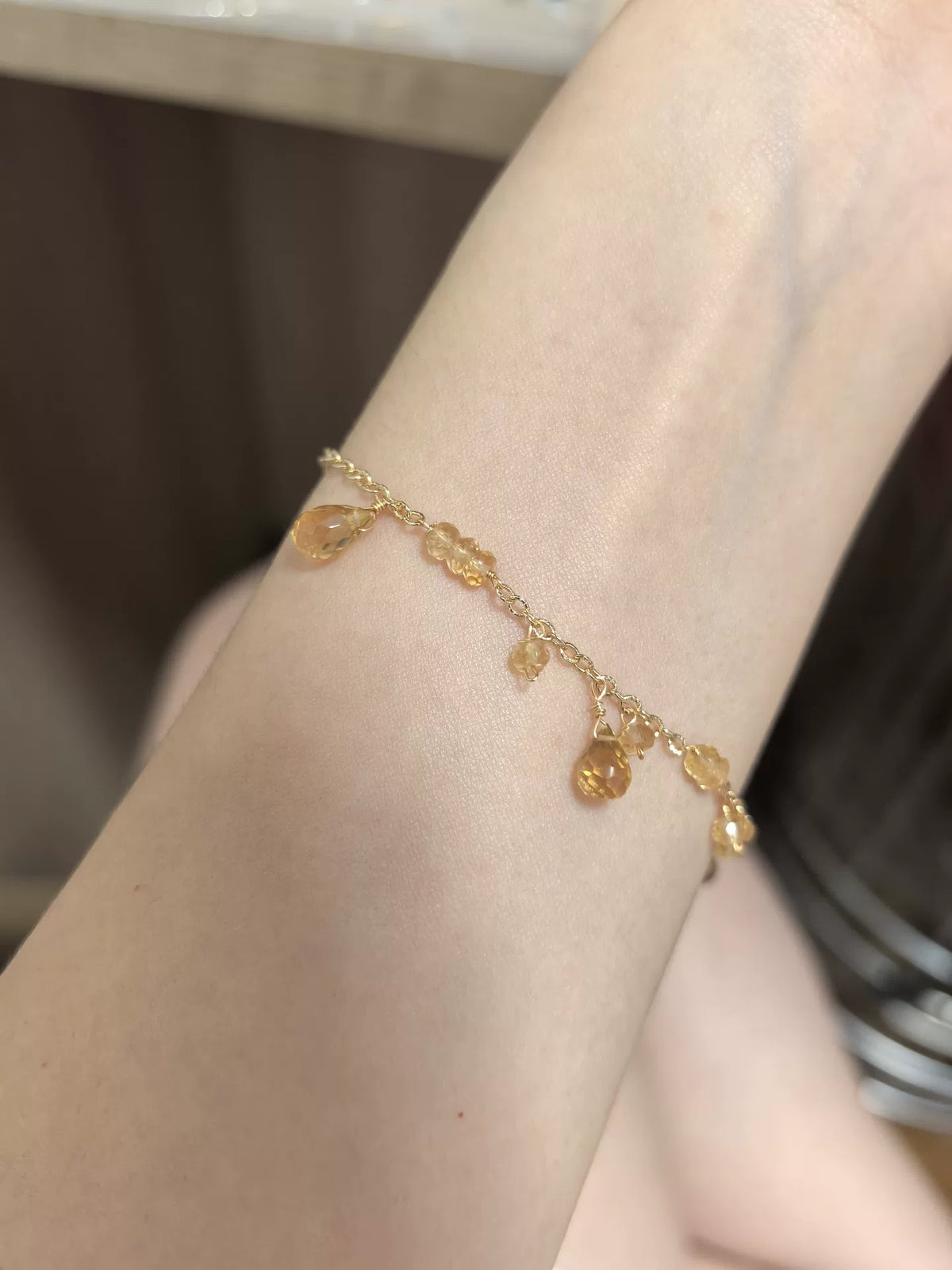 Armband med naturlig citrin och 14k guldylt metall