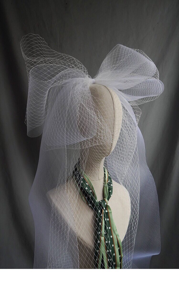Birdcage Bridal Veil with Oversized Bow