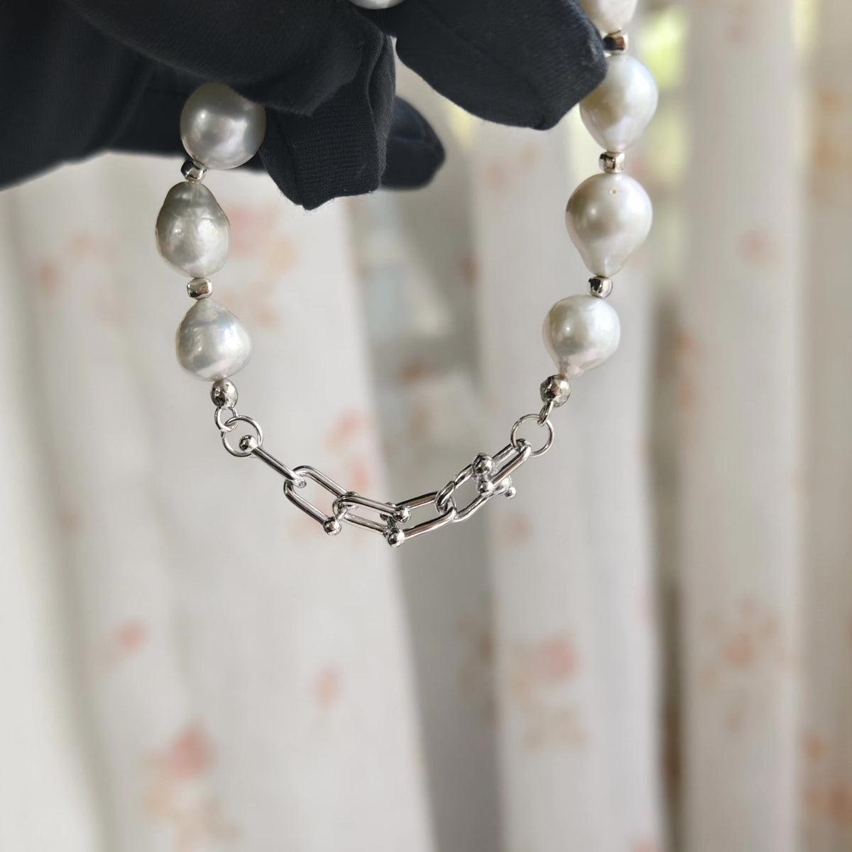 Natural Baroque Pearl Pure Silver Bracelet