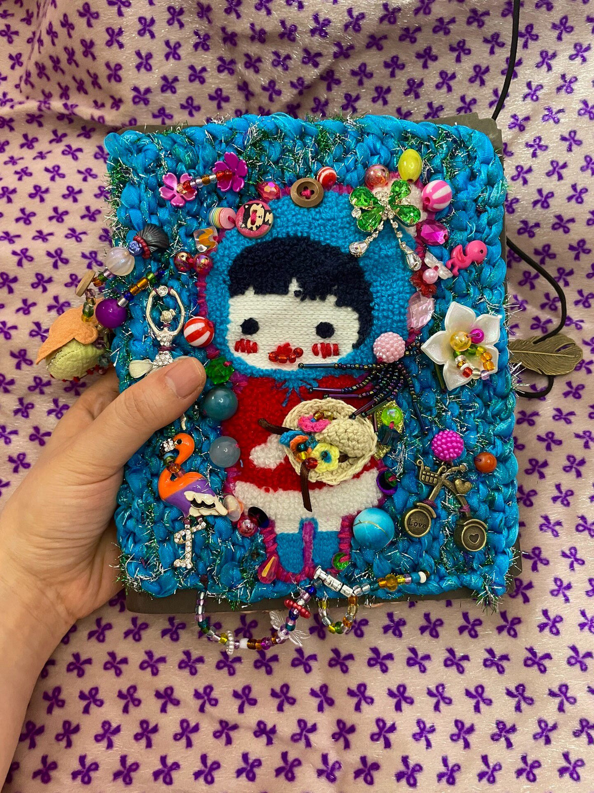 Handcrafted Leather Junk Journal with Crochet Cover