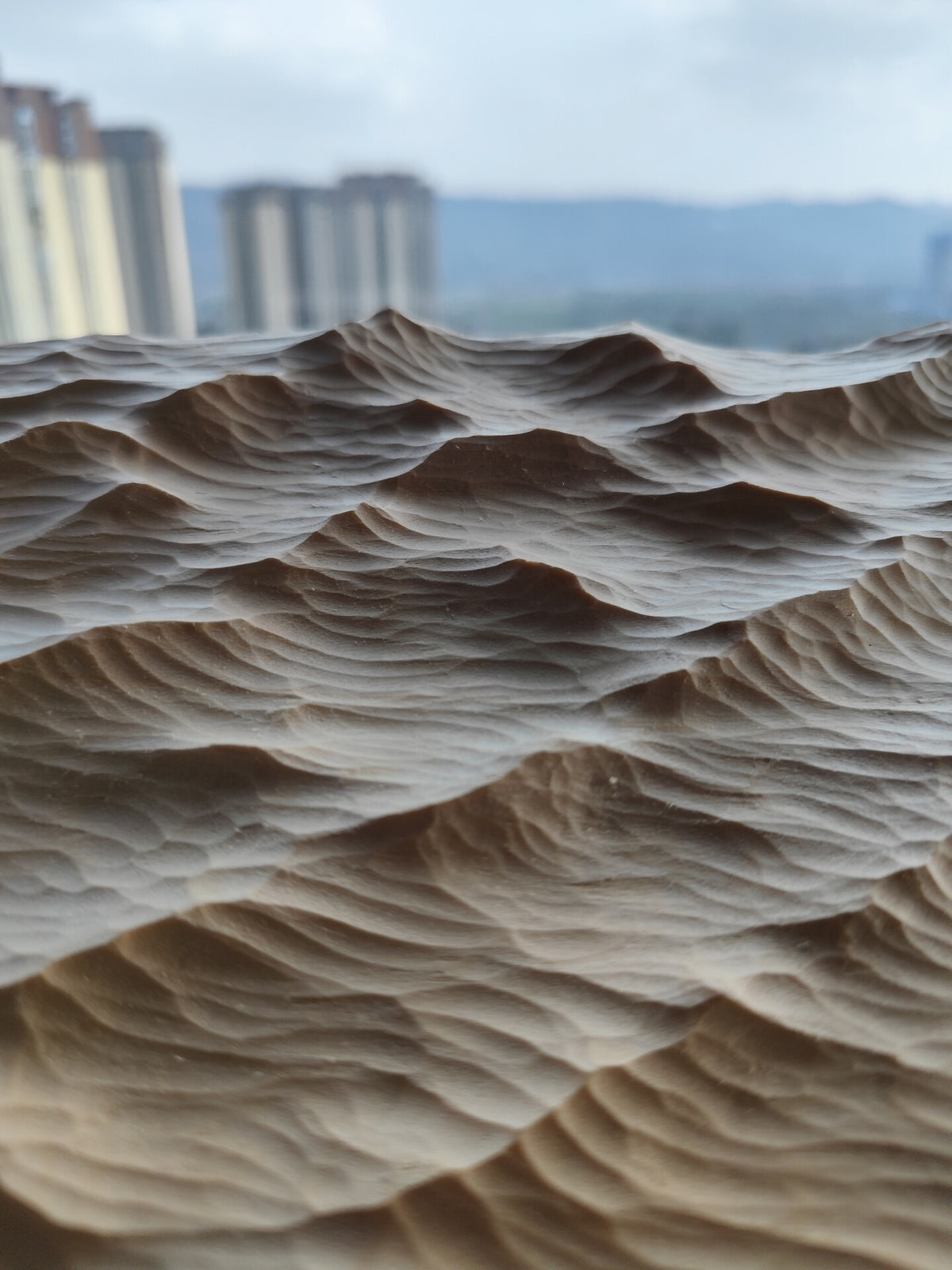 Handcrafted Linden Wood Wave Carving 20cm