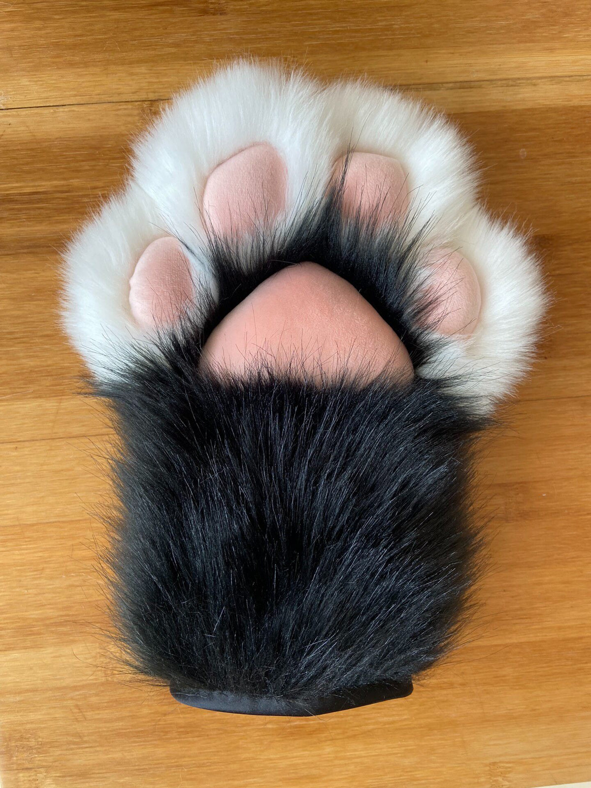 Fingerless Plush Paw Gloves with Pink Pads