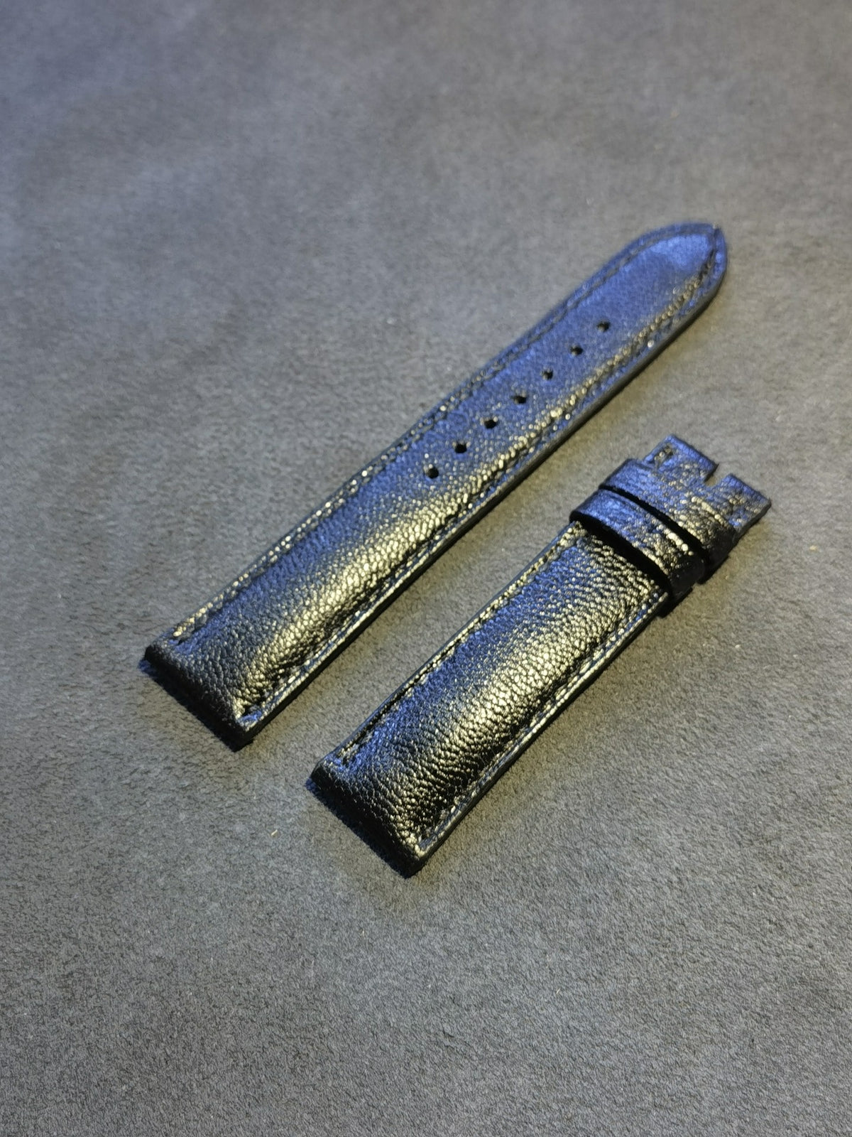 Handmade Black Sheepskin Leather Watch Strap Set
