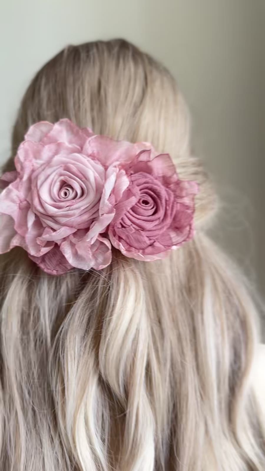 Spring Clip Pink Fabric Rose Hair Accessory