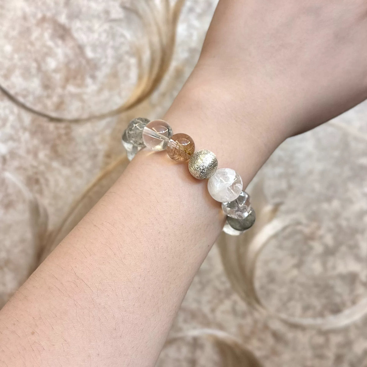 Groene Phantom Quartz Kralenarmband 12-15mm