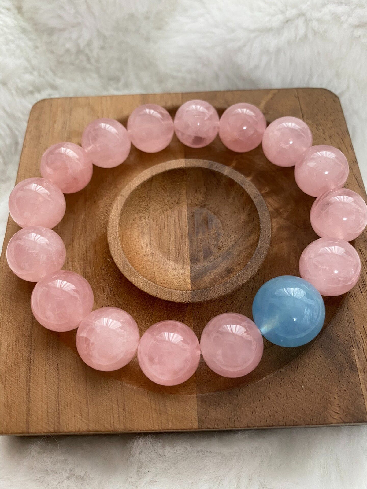 Rose Quartz Aquamarine Beaded Bracelet