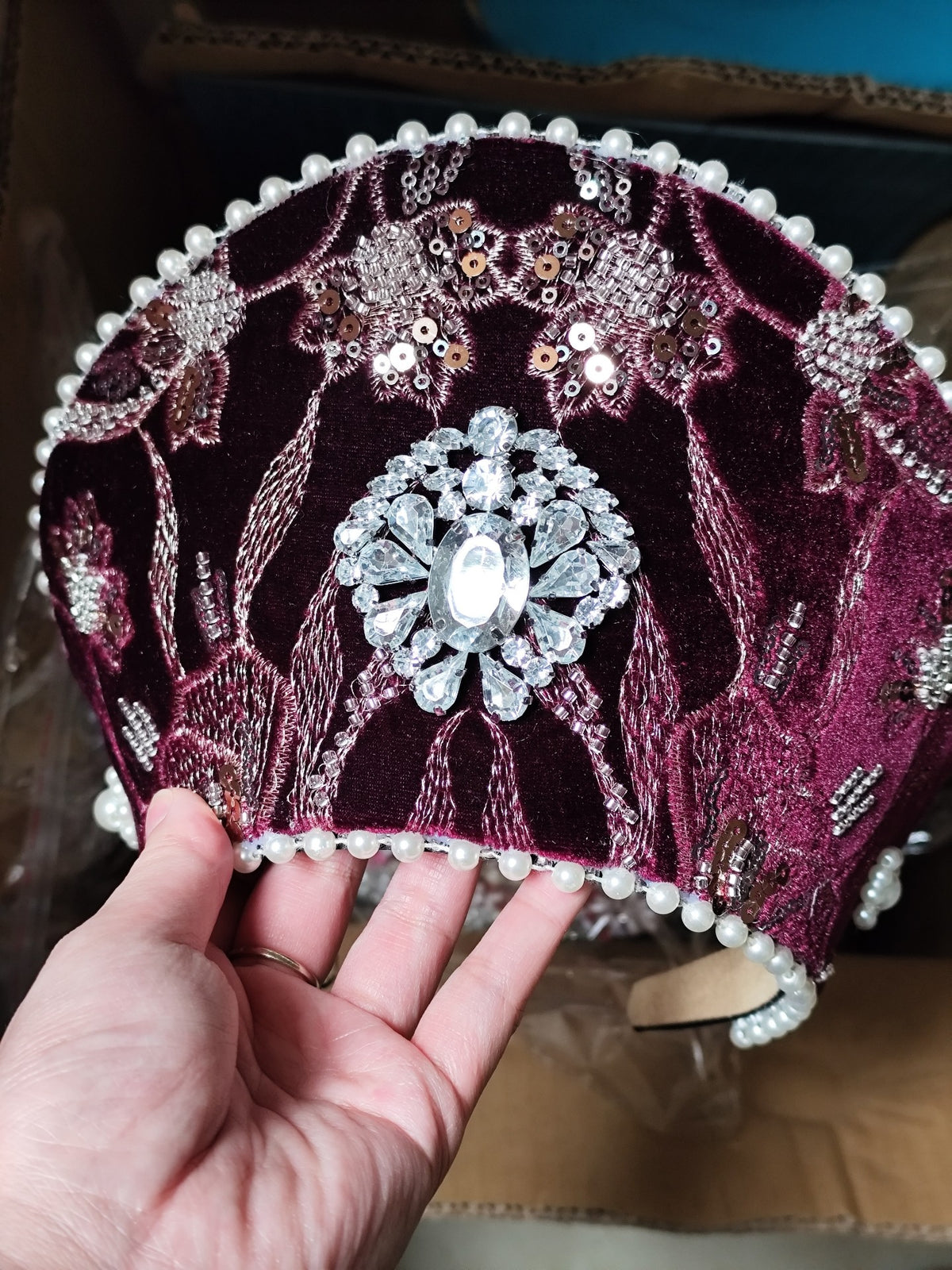 Burgundy Velvet Lolita Crown Headband