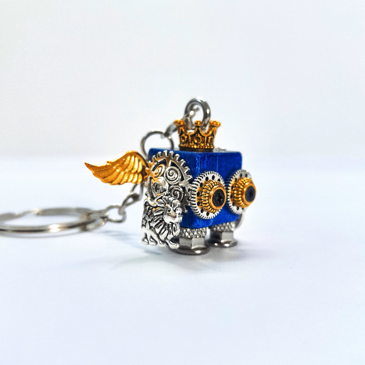 Steampunk Robot Pendant Blue Handmade DIY Design