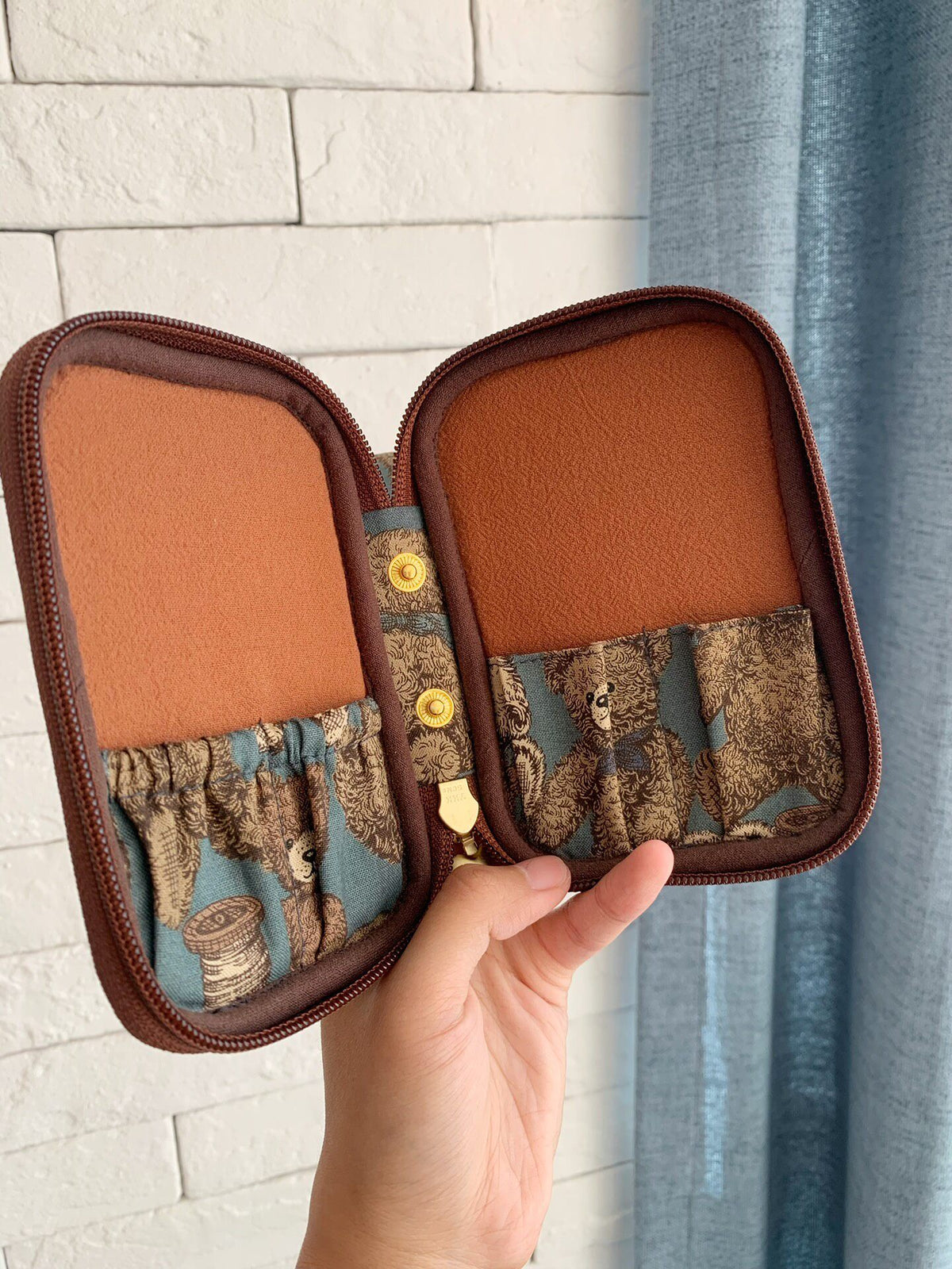 Zippered Pouch with Illustrated Panels