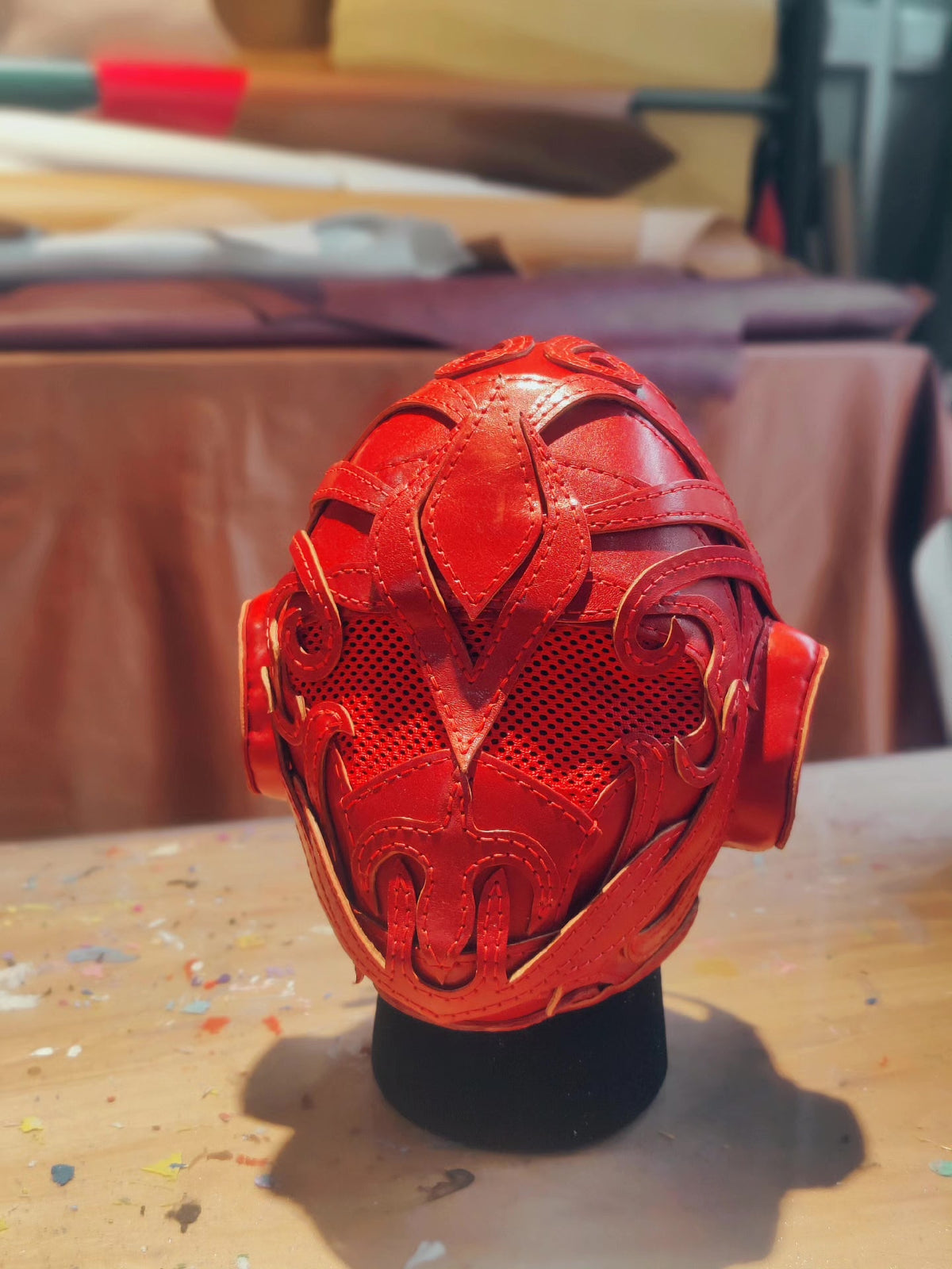 Custom Leather Helmet Mask Handcrafted Cowhide
