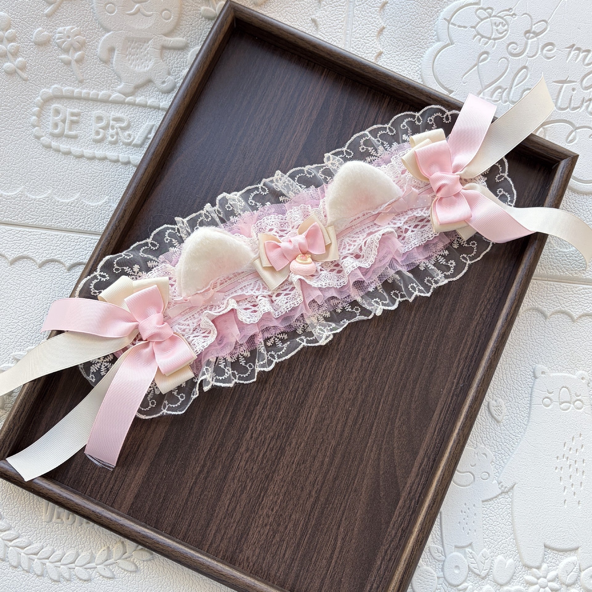 Pink Strawberry Cat Ear Lace Headband Lolita Hair Accessory