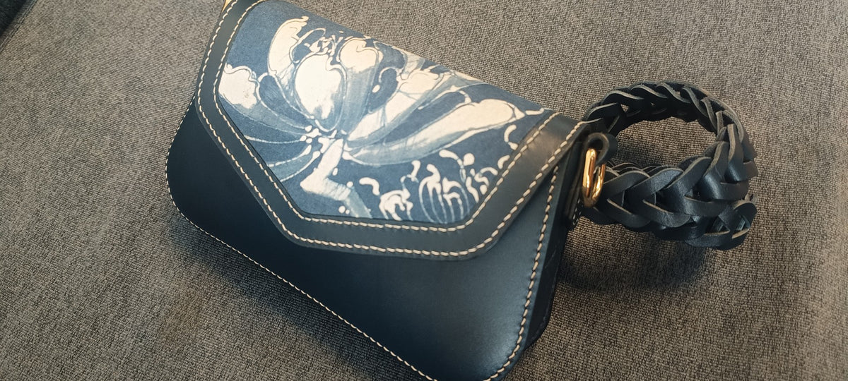 Dark Blue Leather Shoulder Bag