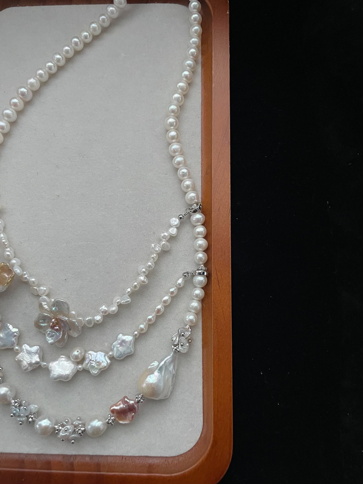 Natural Pearl Multi Strand Necklace