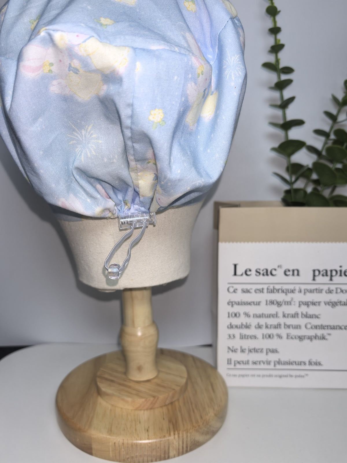 Pure Cotton Bunny Print Bouffant Cap