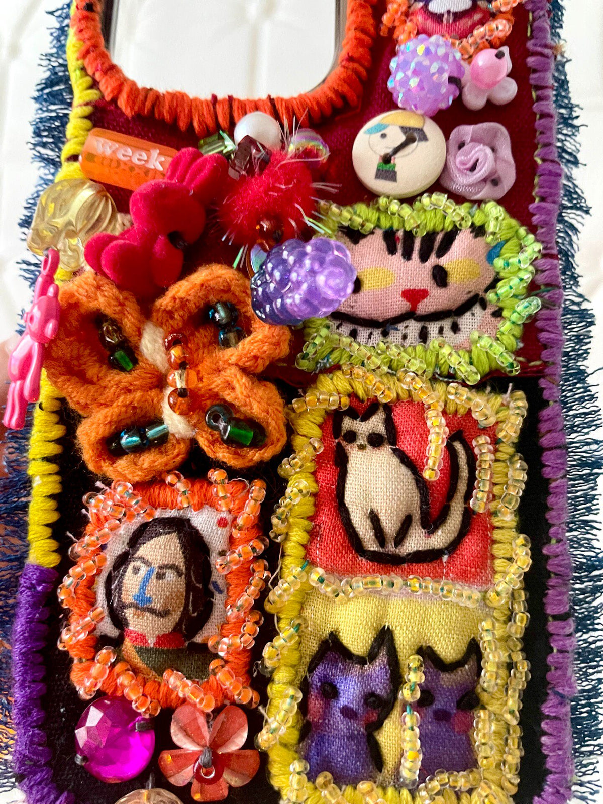 Handcrafted Beaded Fabric Phone Case