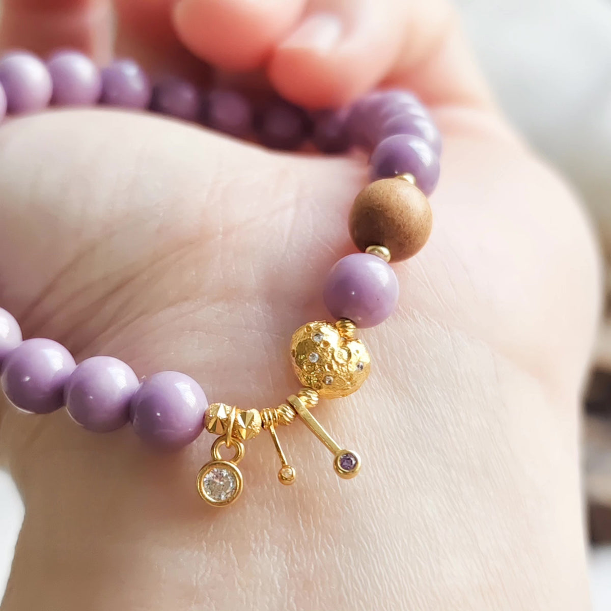 Natural Purple Mica Beaded Bracelet 7.3mm