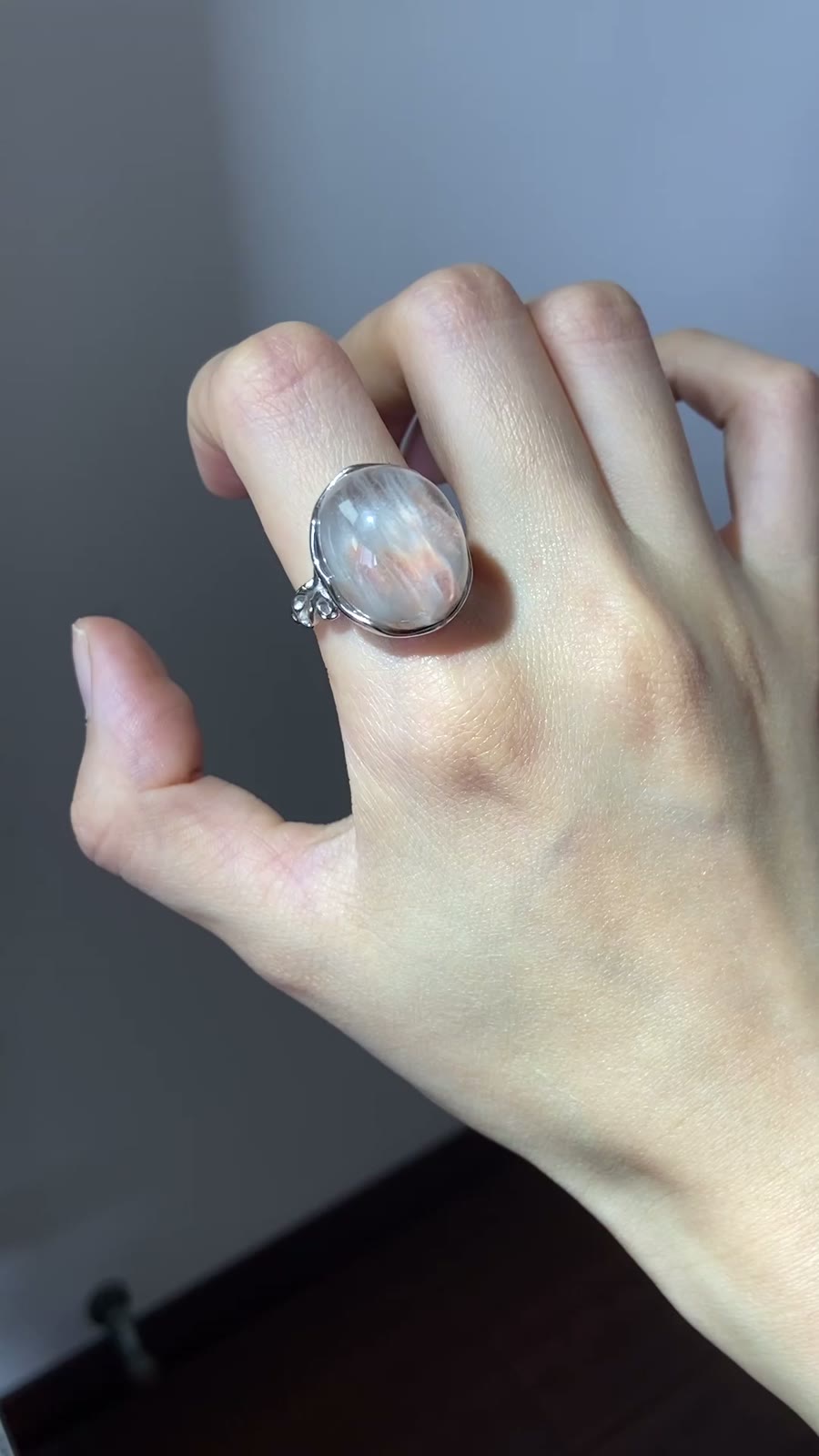 Natürlicher Kaninchenfellcrystal Ring S925 Silber