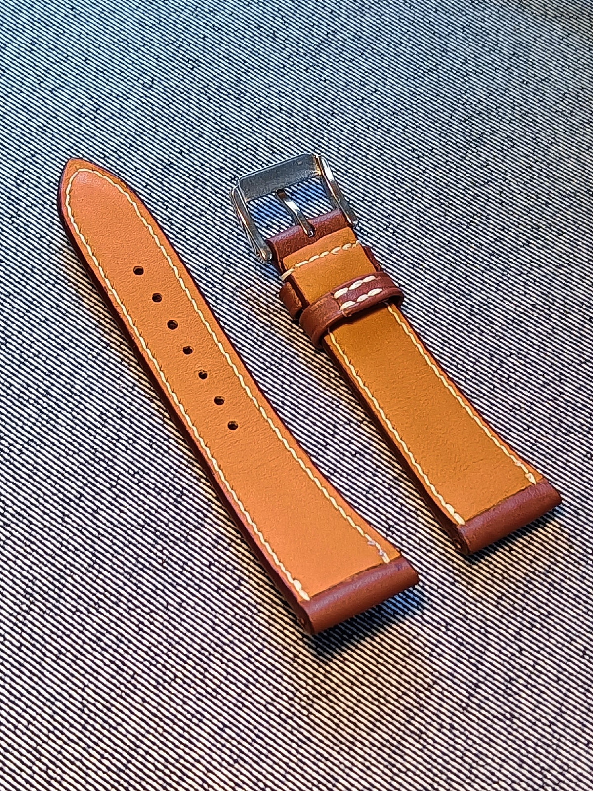 Handcrafted Leather Watch Strap 22mm Brown
