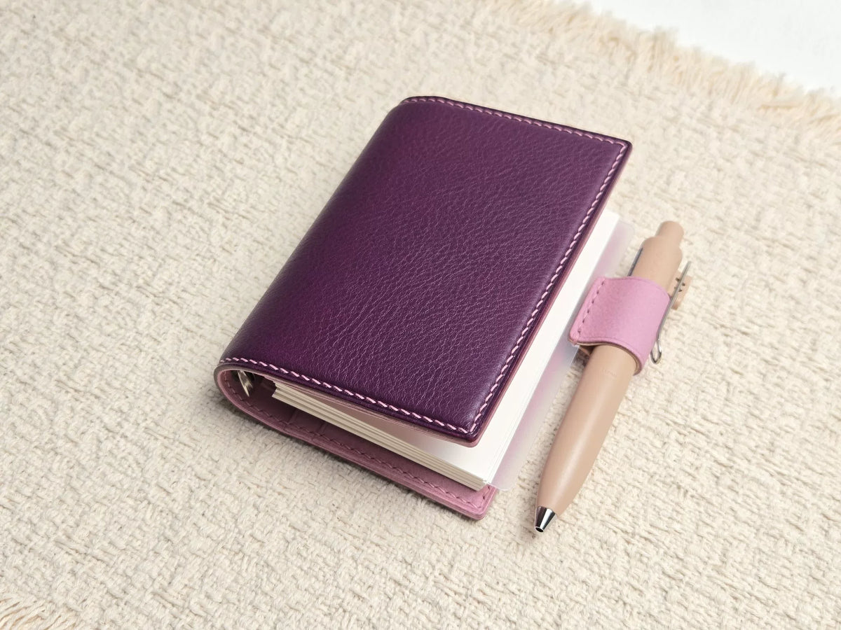 Organizador de Agenda em Couro M5 Roxo Dobrável