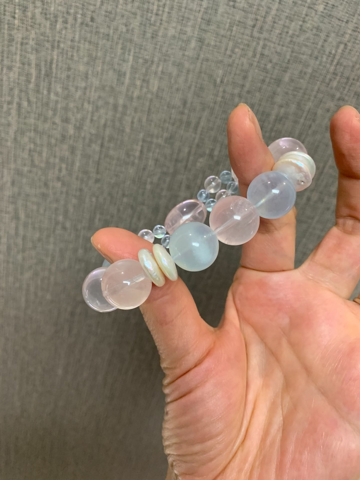 Aquamarine Rose Quartz Pearl Bracelet
