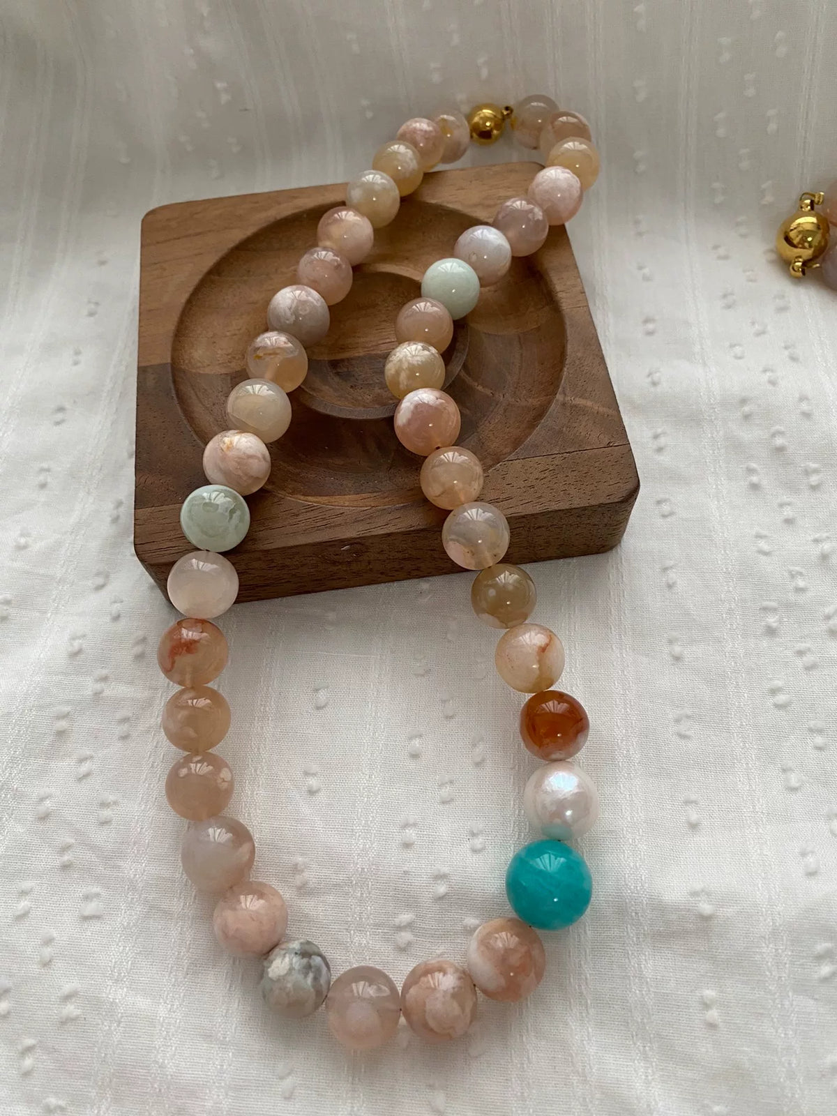 Cherry Blossom Agate Pearl Necklace