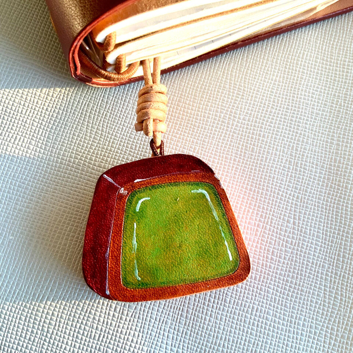 Handpainted Leather Charm Keychain Pendant