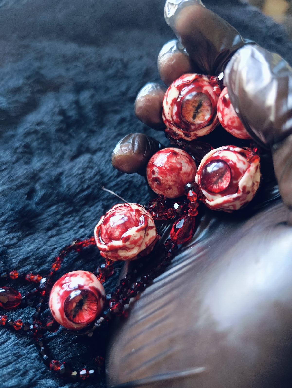 Eyeball Bead Bracelet Glossy Red