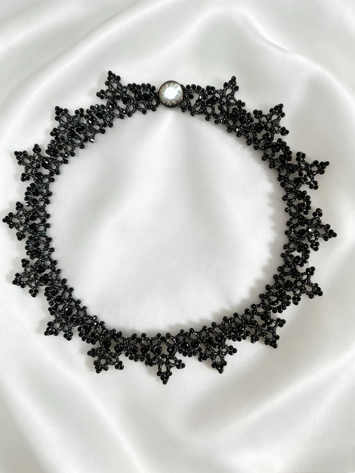Parure Collana e Orecchini in Pizzo Chiacchierino Nero