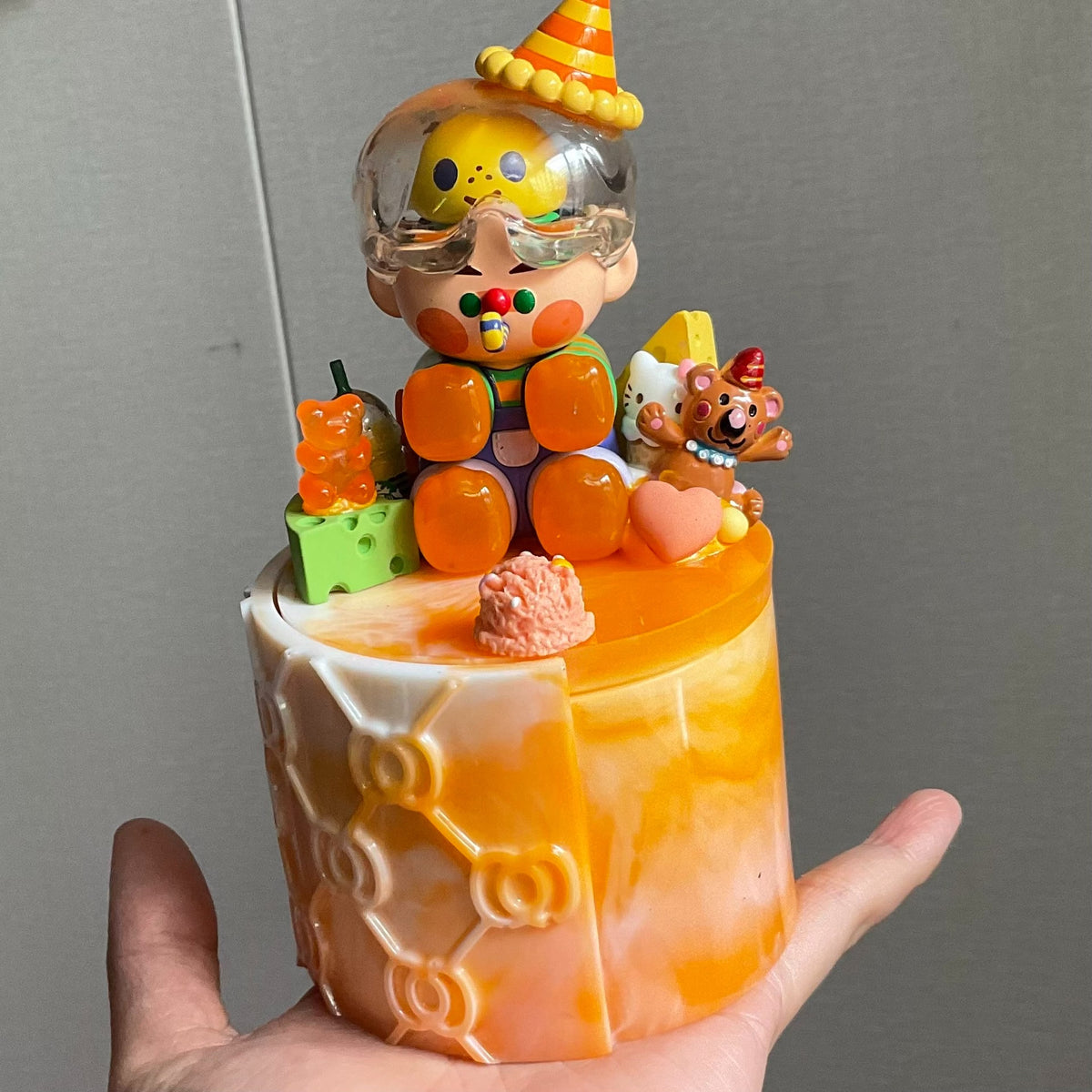 Orange Resin Diorama Storage Jar