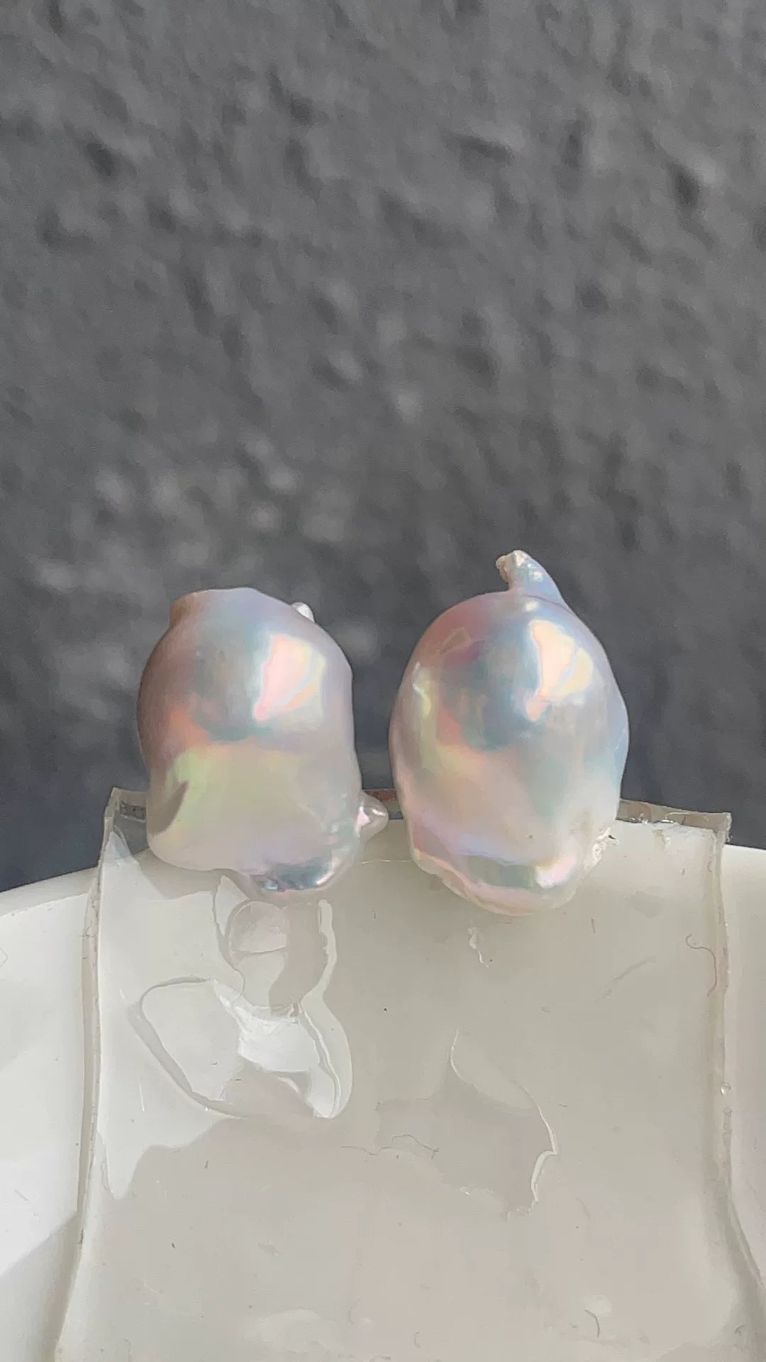 Boucles d'oreilles perles baroques bleu argenté Aurora