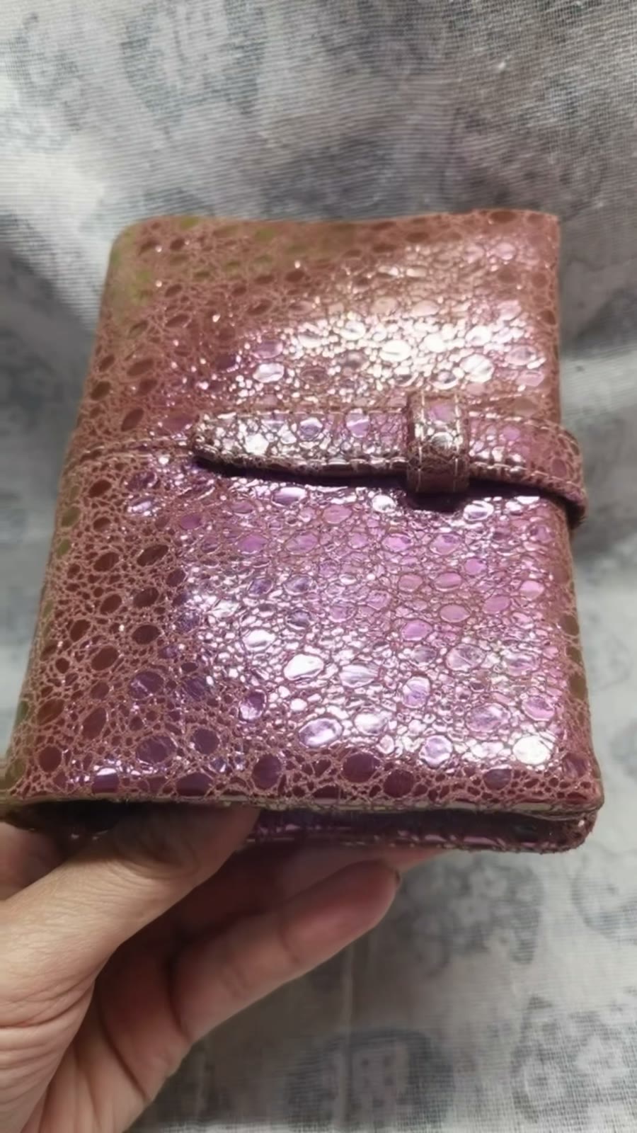 Metallic Pink Sheepskin A7 Ring Binder Planner
