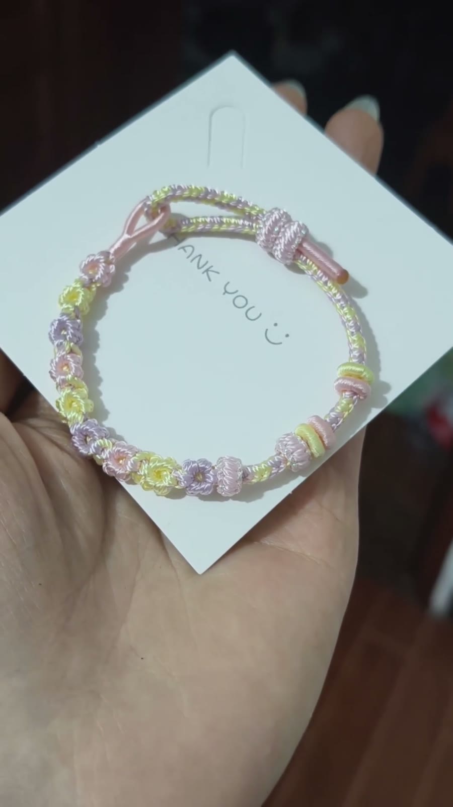 Bracelet tissé à la main dégradé rose et lavande